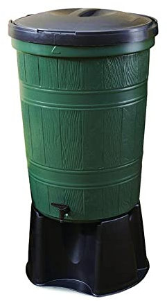 200L Recycled Plastic Green Water Butt | Kit Includes Tap, Stand & Diverter | Cloudburst