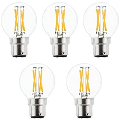 Greeogin Dimmable 4W B22 G16.5 Vintage Bayonet LED Mini Globe Blub Warm White 2700K, 40W Halogen Replacement for Beside Lamp Ceiling Fan Pendant Lights Chandelier Fixture,400 lm 5-Pack