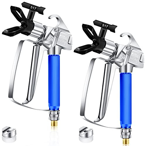 2 Sets 3600PSI Airless Paint Spray Gun High Pressure Airless Paint Sprayer Gun with 517 Tip Swivel Joint for Pump Sprayer Parts Accessories