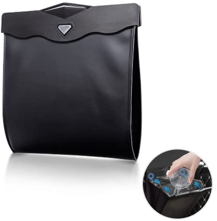 mizikuu Magnetische Auto Mülleimer, LED Hängend Auto-Mülltüten Auslaufsicher Wasserdicht Mehrzweck Hängend Fahrzeugmüllbehälter Auto-Mülleimer Auto Organizer Abfall-Tasche für Auto-Rücksitz Schwarz
