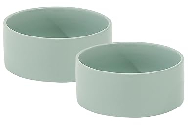 Havniva Keramik 15.5cm Hundenäpfe für kleine und mittelgroße Hunderassen Futter- und Wassernäpfe (2er Set - Hellgrün, 850ml)