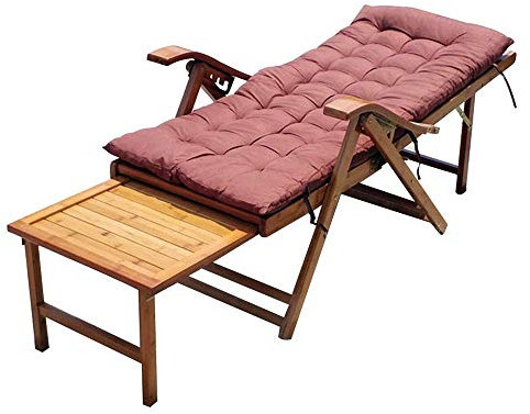 VVHUDA Bambus-Sonnenliege, verstellbar, klappbar, Liegestuhl für Garten/Terrasse/Balkon, Holz-Sonnenliege-Liegestuhl für den Außenbereich mit Fußhocker und Matratze small Gift
