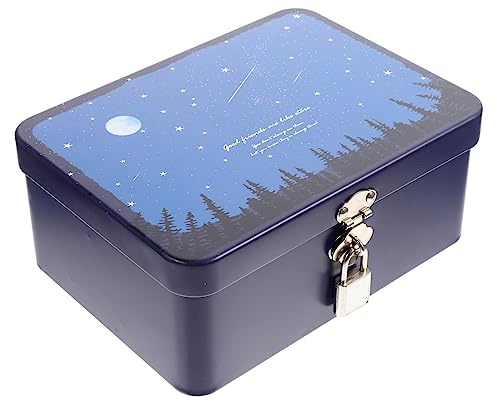 NUOBESTY Containers with Lids Tinplate Storage Box with Padlock Retro Style Rectangle Tinplate Storage Box Storage Tin Canister for Chocolate Tea Coffee Cosmetics Jewelry Style