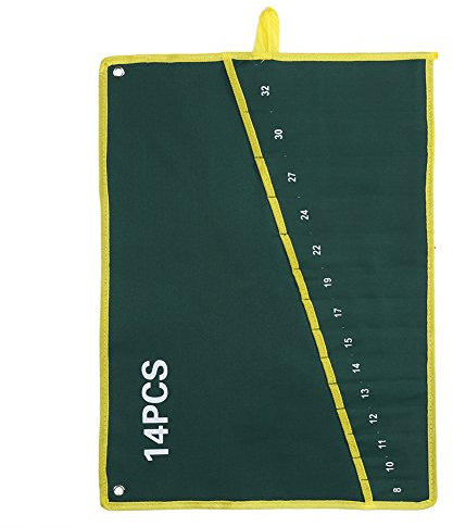 Schraubenschlüssel Tasche 1Pc robuste Leinwand 6/8/10/12/14/25 Taschen Schraubenschlüssel Werkzeug Roll Up Storage Bag Grün Schraubenschlüssel Werkzeug Aufbewahrungstasche Schraubenschlüssel Organizer