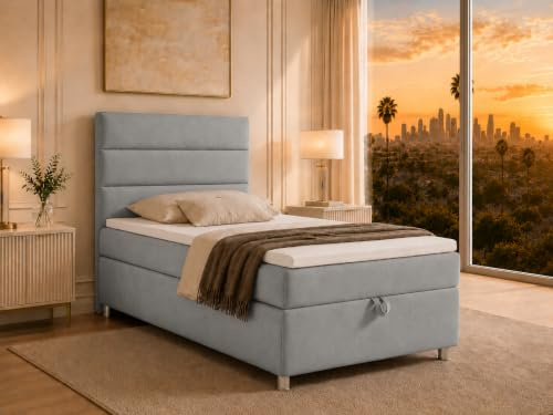 Best For Home Boxspringbett Trinity k-4 mit 7-Zonen Bonell-Federkernmatratze | Boxspringbett 80x200 | Boxsprintbett mit Matratze Und Stauraum | Polsterbett 80x200 - Lieferung bis Bordsteinkante