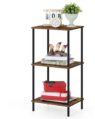 ETELI Tall Side Table 3 Tier Small End Table Stand 31.6 Height Telephone Table Industrial Night Stand with Storage for Living Room Bedroom Bathroom Kitchen, Brown & Black