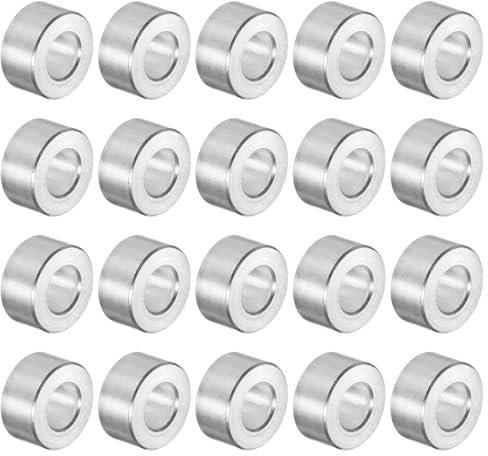 sourcing map 20 Stück Distanzhülse 5x10x5mm Aluminium Abstandshalter Runde | 5x10x5mm(IDxODxL) Unterlegscheiben für M5 Schrauben, Bolzen und Stangen