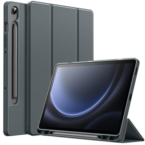 JETech Funda para Samsung Galaxy Tab S10 Lite/S10 FE/S9 FE 10,9, Gris | Protección TPU Suave, Soporte S Pen, Soporte Tríptico, Activación/Reposo Automático, Carcasa Ligero Antigolpes