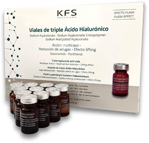 KFS Triple Serum visage acide hyaluronique 10x5ml – Effet flash lifting immédiat multicouches– Sérum hydratant anti-rides puissant pour microneedling visage, dermaroller, dermapen. Soin anti-âge pro.
