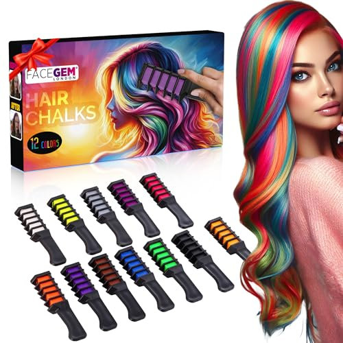 12 PCS Ultra Hair Chalk Comb, Temporary Bright Hair Color for Girls Women Gifts for Halloween Makeup Birthday Washable, Hair Chalk for Girls, birthday gifts for girls,