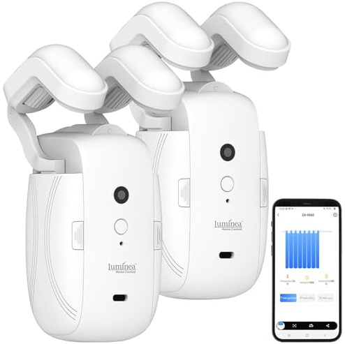 Luminea Home Control Vorhang Steuergerät: 2er-Set Smarter 3in1-Universal-Vorhangmotor mit Akku, Bluetooth, App (Vorhang Öffner, Rolladen)