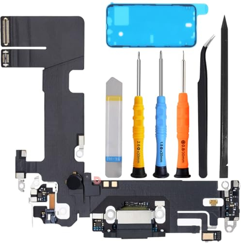 ZHUROUPU Dock Connector for iPhone 13 6.1 2021 Charging Port Flex Cable | A2633/A2482/A2631/A2634/A2635, USB Charging Port/Audio Jack/Microphone Replacement, Waterproof Sticker & Battery Adhesive