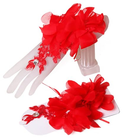 TOGEVAL Elegante Brauthandschuhe Aus Spitze Mit Blumendesign Im Koreanischen Stil Hochzeitsfeierhandschuhe Dehnbare Handschuhe Für Verlobungsfeiern