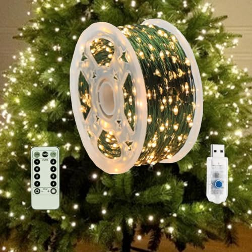 LED Lichterkette Weihnachtsbaum Weihnachtsbeleuchtung Außen Weihnachtsdeko | mit 100/200/300/400er Led für Weihnachten Party Garten, Hof, Terrasse, Hochzeit Dekorationen (warmweiß, 30m 300LED)