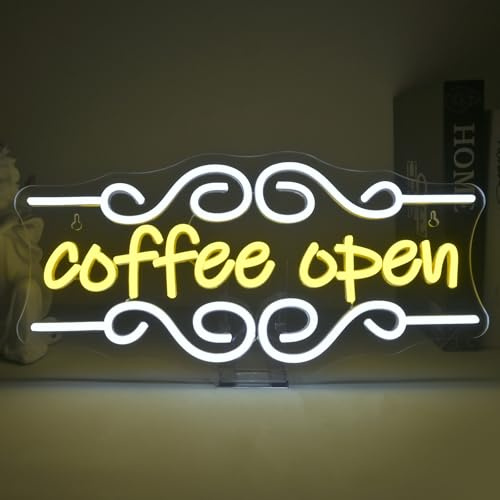 VYXIN Letrero de Café Abierto de Neón, Letrero LED de Café, Letrero Luminoso de Neón con Letra de Neón, Letrero Luminoso de Café LED para Pared, para Café, Restaurante, Tienda, Decoración de Fiesta