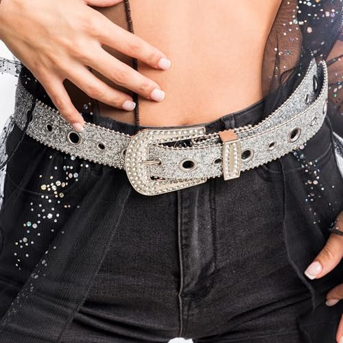 Chaks - Strass Gürtel Damen 120 cm, Glitzer Taillengürtel