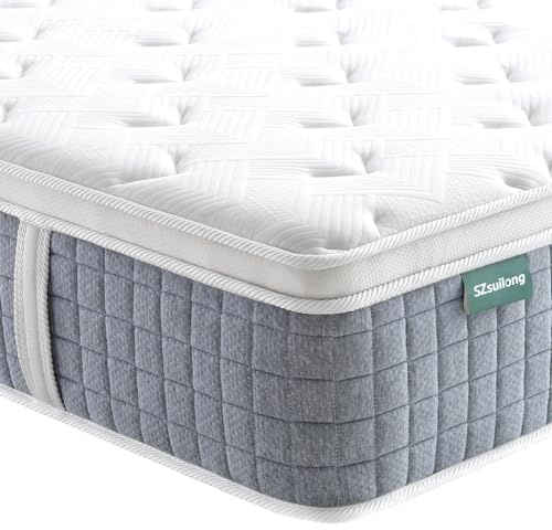 SZsuilong Matratze 140x200x24 H3 7-Zonen Federkernmatratze mit Schaumstoff Orthopädische Taschenfederkernmatratze Öko-Tex Zertifiziert
