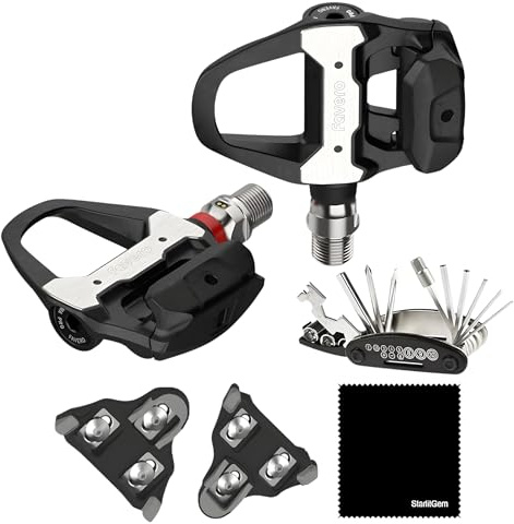 Favaro Assioma PRO RS-1 Upgraded Power Meter Pedals Bundled with Extra SPD SL Cleats, StarlitGem Cleaning Cloth and Multi Tool Kit
