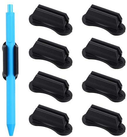 Heclia 8 Stück Selbstklebender Stifthalter Clip für Schreibtisch-Organizer und Klemmbrett