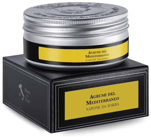 Bignoli Sapone da Barba Artigianale – Sapone da Barba con Schiuma Ricca per Rasatura Tradizionale (175 gr, Agrumi)
