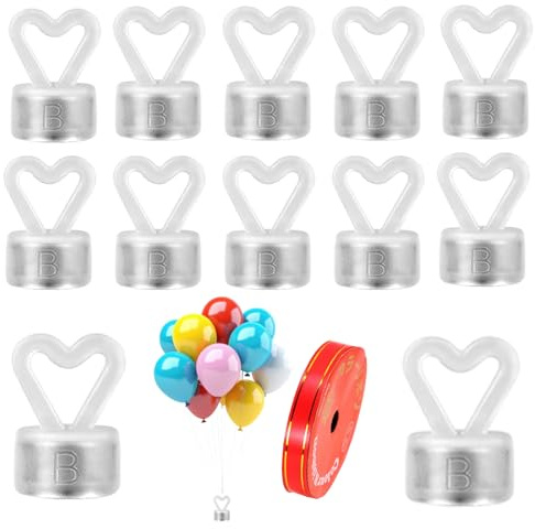 12 pesos para globos y cinta naranja de 9 m, soporte para globos tipo corazón, reutilizable para decoración de fiesta de cumpleaños, boda