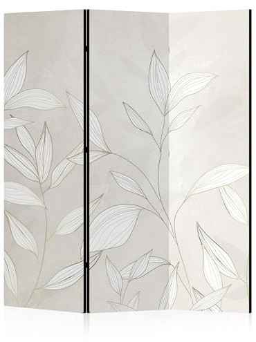 LUMASOUL Separe Divisorio Interno Monofacciale - Paravento da Interno 3 Pannelli Divisorio per Ambienti - Divisori per Interni con Motivo Feuilles - 135x172 cm