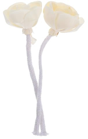 VICASKY 2 Pezzi Diffusore Sostituibile per Oli Essenziali Fiori Artificiali Bianchi, Materiale Legno e Cordoncino di Cotone Flessibile, per Casa e Ufficio