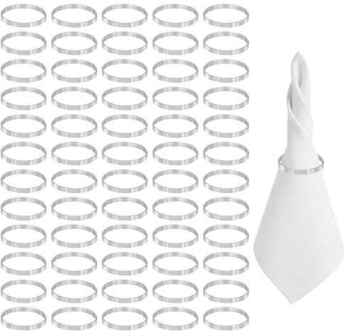Serviettenringe, 100 Stück Runde Serviettenschnallen aus Metall, Serviettenringehalter für die Tischdekoration Bei Weihnachten, Hochzeiten, Familienfeiern und Abendessen (Gold/Silber)