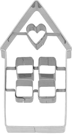 Ausstechform Häuschen mit Herz – Birkmann – silber, 7,5 cm, Edelstahl mit Innenprägung, charmantes Haus-Motiv mit Herz, spülmaschinengeeignet, ideal als Herzausstecher & Plätzchenausstechform
