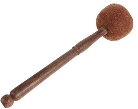 SECFOU Mazo de Sonido de Madera y Fieltro para Cuenco Sonoro Tibetano, Baqueta de Percusión Mediana Color Café Oscuro, Accesorio para Cuencos Cantores y Meditación