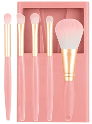 Litet sminkborstset, makeup borstset för kvinnor – resestorlek -up borstset med hölje och spegel – kosmetiskt verktyg foundation pulver concealer ögonskugga applikator för håran