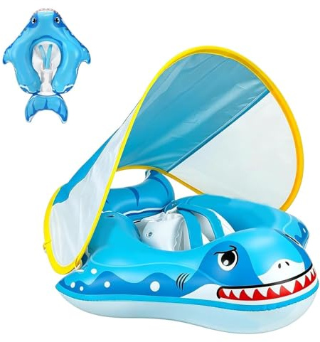 Pinna da nuoto per bambini, sedia gonfiabile con tettuccio parasole, per bambine da 6 a 48 , vacanze, feste, fiume, lago all'aperto