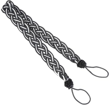 Operitacx 2 Cuerdas Trenzadas para Sujetar Cortinas, Sujetadores de Cortinas Estilo Boho, Soportes Decorativos para de Ventana para Sala de Estar y Dormitorio, Color Negro.