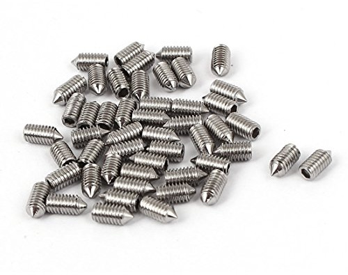 sourcing map Vis Pointeau Conique pour Poignée de Porte Vis Sans Tête Hexagonale M3 x 6mm hauteur Argenté 50pcs