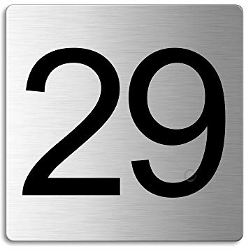 Plaque - Numéro de porte - 29 | 85x85 mm auto-adhésif | acier inox brossé Nr.48329