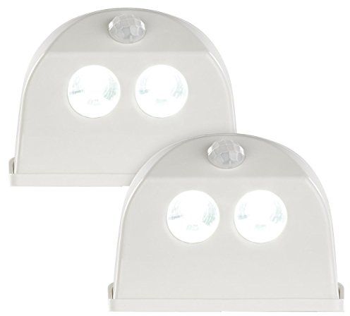 Luminea Türrahmen Beleuchtung: 2er-Set LED-Türleuchten, Bewegungs-/Lichtsensor, 0,4 W, 50 lm, weiß (LED Türrahmen, Batteriebetriebene Türleuchte, Leuchte)