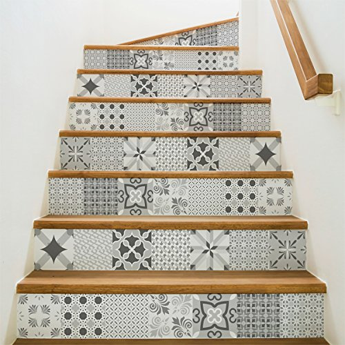 Ambiance-Live col-stairs-ROS-A924 Stickers Adhesivos escalera carrelages | adhesivo adhesivo contremarche azulejos de cemento – Adhesivos contremarche carrelages | Azulejos – 15 x 105 cm – 4 bandas