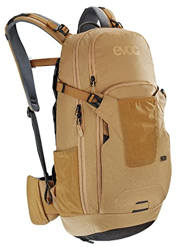 EVOC NEO 16l zaino protettivo zaino da bici (tecnologia di protezione AIRSHIELD certificata TÜV/GS, ventilazione a 360°, incl. copertura per la pioggia), taglia: S/M - colore: oro