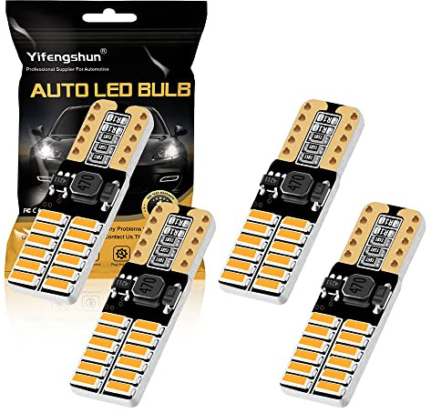 Yifengshun 4x W5W LED T10 Bulbi a cuneo Ambra, Canbus Nessun errore 168 501 194 Luci di posizione LED 5W Super Bright 24 LEDS 4014SMD per interni auto/cupola/mappa/luce di cortesia 12V