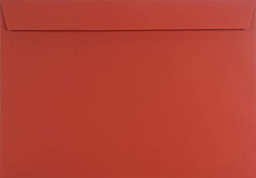Netuno 10 Briefumschläge Rot DIN C4 22,9x32,4 cm für A4-Dokumente | 120g glattes Farbpapier · hochwertige große rote Kuverts für Mailings, Kataloge, Rechnungen, Geschäftspost & Angebote