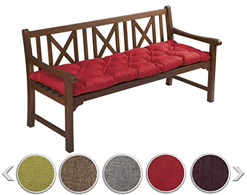 sunnypillow Bankauflage Outdoor - Bankkissen für Bank 170 x 50 cm - Sitzkissen für Hollywoodschaukel - Polsterauflage, Auflage für Gartenbank - Gartenkissen, Stuhlkissen für Gartenmöbel Rot