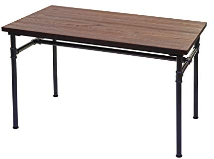 Mesa de comedor HWC-H10b, mesa bistró, metal Ulme Madera Industrial Gastronomía FSC Negro Marrón, 120 x 70 cm