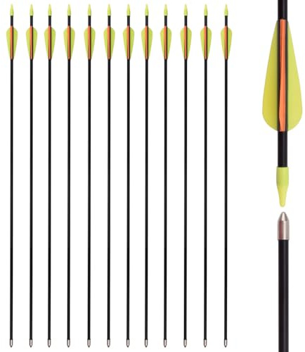 32 Inch Fiberglass Arrows Archery Recurve Bow Practice Target Safety for Beginners Kids Youth Arrows Outdoor (Pack of 12)
