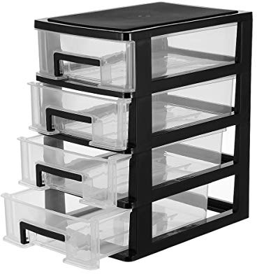 Garneck Organizer Drawers 4 Schicht Desktop Schublade Mini Kunststoff Behälter Kosmetische Kommode Organizer für Make- Up Bad Büro Wohnheim Schreibtisch Arbeitsplatte Storage Drawers