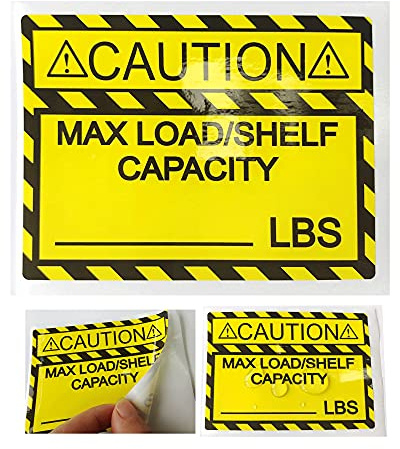Pallet Rack Capacity Labels 3×4 Inch Caution MAX Load/Shelf LBS Warning Stickers - 25 Pcs/Pack Industrial Strength Sticker for Warehouse Safety