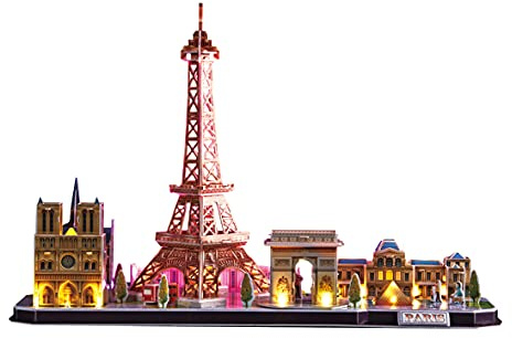 Puzzle 3D - Paris LED Cityline | Maquette A Construire | Puzzle 3D Enfant Et Adulte | Maquette A Construire Adulte | Puzzles 3D | 115 Pièces | Cadeau Garcon 8 Ans