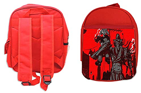 MERCHANDMANIA MOCHILA ROJA DETECTIVE ROBOTICO ANDROIDE backpack rucksak