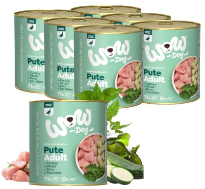 WOW Dog Hunde-Nassfutter mit Pute 6 x 800g | ohne Getreide & Zucker