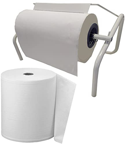 Tecnokit Putztuchrollen Putztuch Papiertuch Rollen - Wandhalter Putztuchrollenhalter 40 cm, Wand- und Tischpapierhalter, mit Montage-Set, Maße 48 x 34 x 25, Weiß
