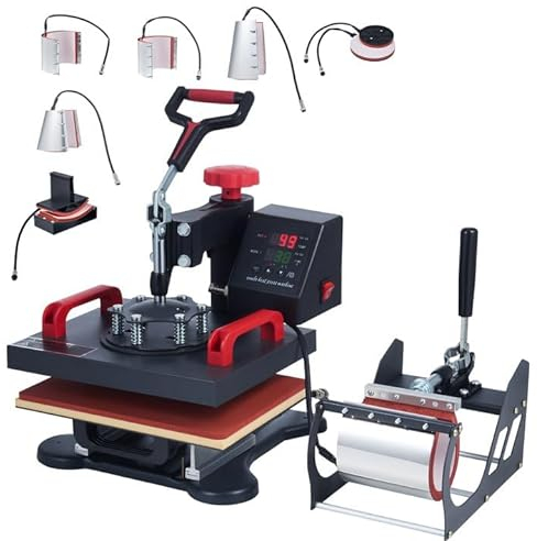 CREWORKS Hitzepresse Transferpresse Heat Press Heißpresse 360 Grad Schwenkbar DIY Mulitifunktional Sublimation Wärmepresse (30x25cm 8 in 1)